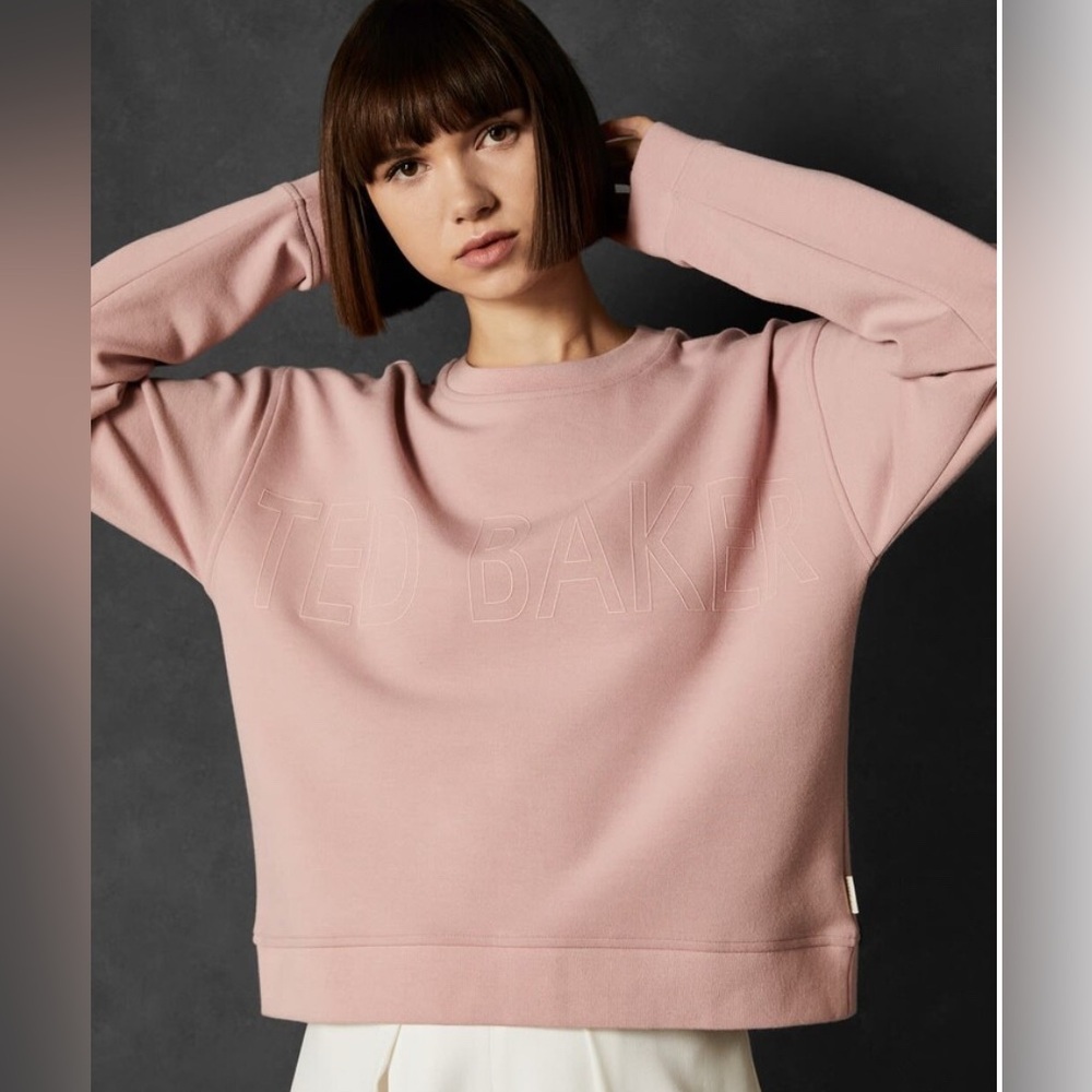 Ted Baker Dusty Rose Pink Lorito Logo Sweatshirt US 8